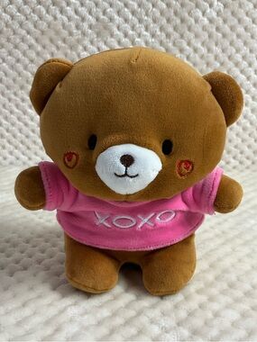 Unbranded Little Plush Brown Bear with Pink XOXO Shirt Stuffed Animal Toy